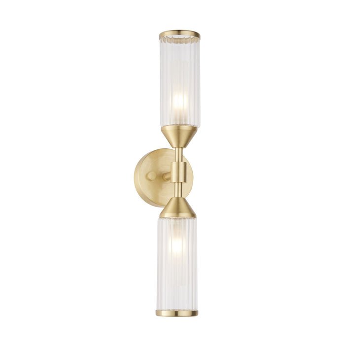 Endon 92229 2 Light Wall Light Satin Brass Plate With Clear & Frosted Glass