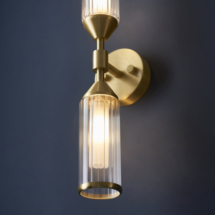 Endon 92229 2 Light Wall Light Satin Brass Plate With Clear & Frosted Glass