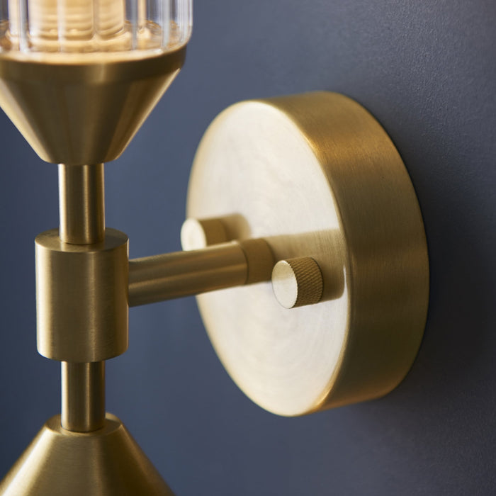 Endon 92229 2 Light Wall Light Satin Brass Plate With Clear & Frosted Glass
