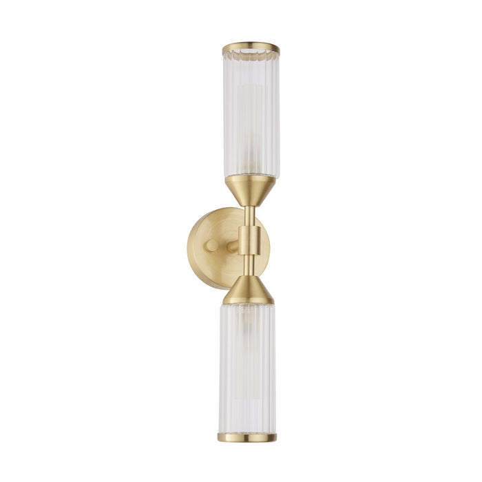 Endon 92229 2 Light Wall Light Satin Brass Plate With Clear & Frosted Glass