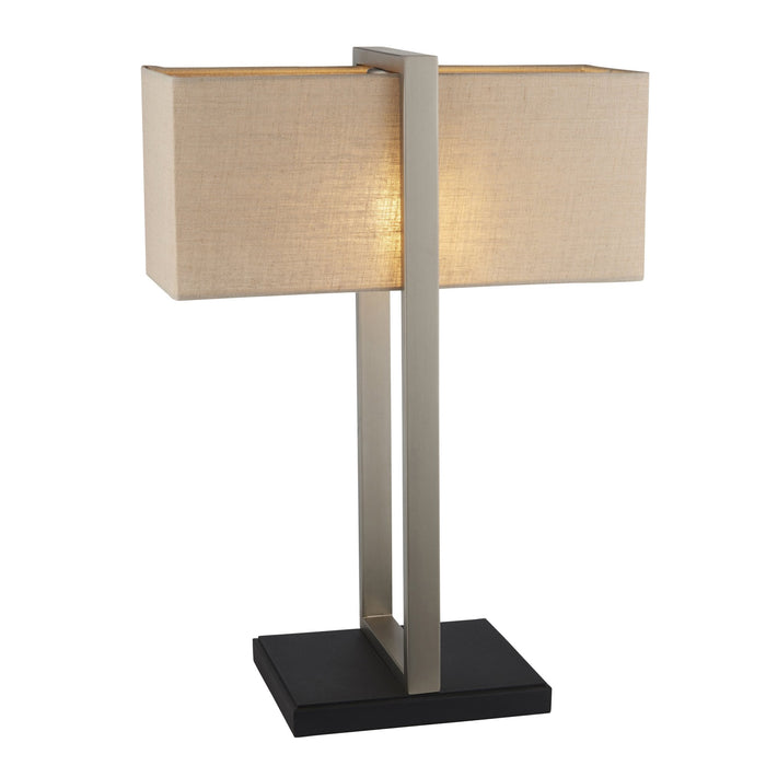 Endon 93060 1 Light Table Lamp Satin Nickel Plate & Natural Linen