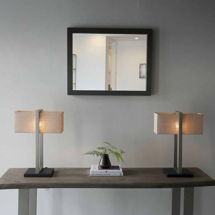 Endon 93060 1 Light Table Lamp Satin Nickel Plate & Natural Linen