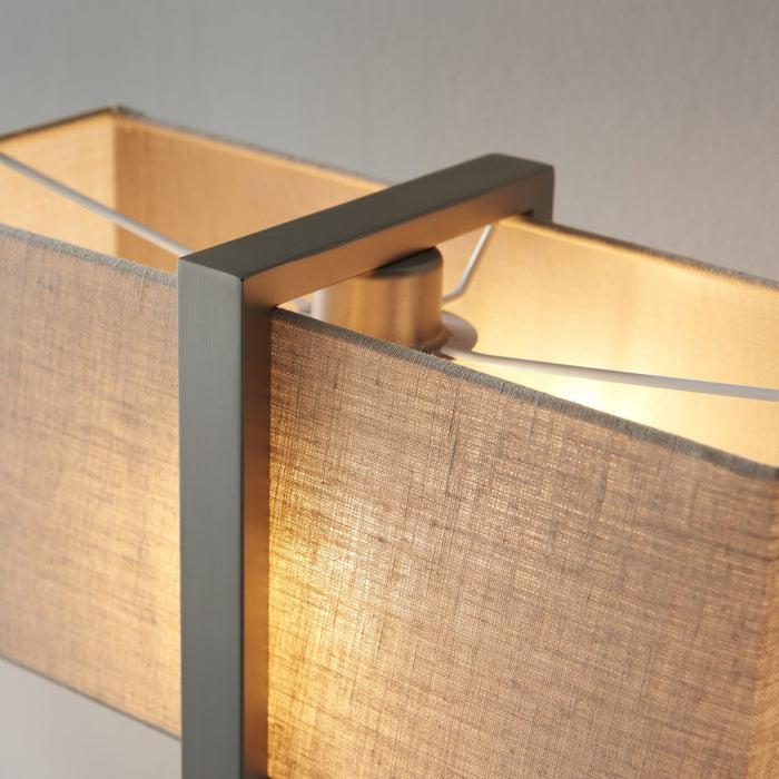 Endon 93060 1 Light Table Lamp Satin Nickel Plate & Natural Linen