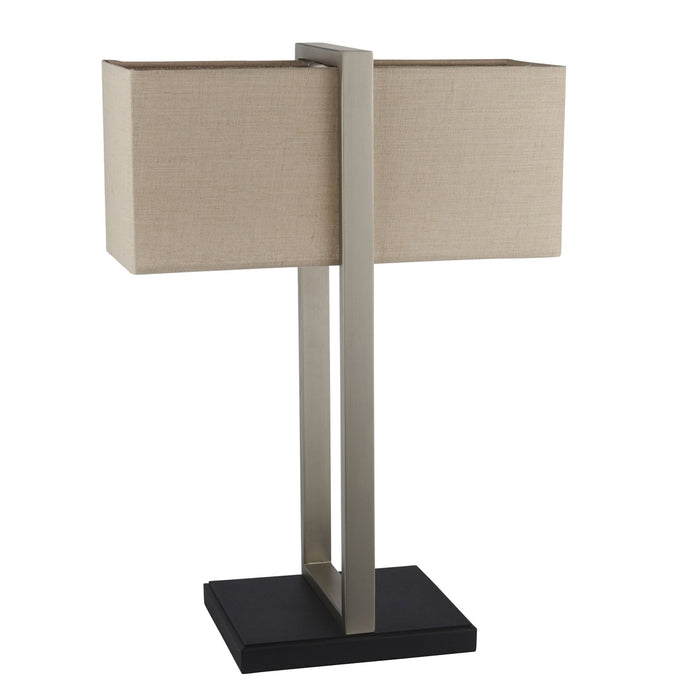 Endon 93060 1 Light Table Lamp Satin Nickel Plate & Natural Linen