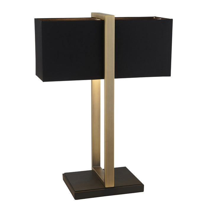 Endon 93061 1 Light Table Lamp Matt Antique Brass Plate & Black Fabric