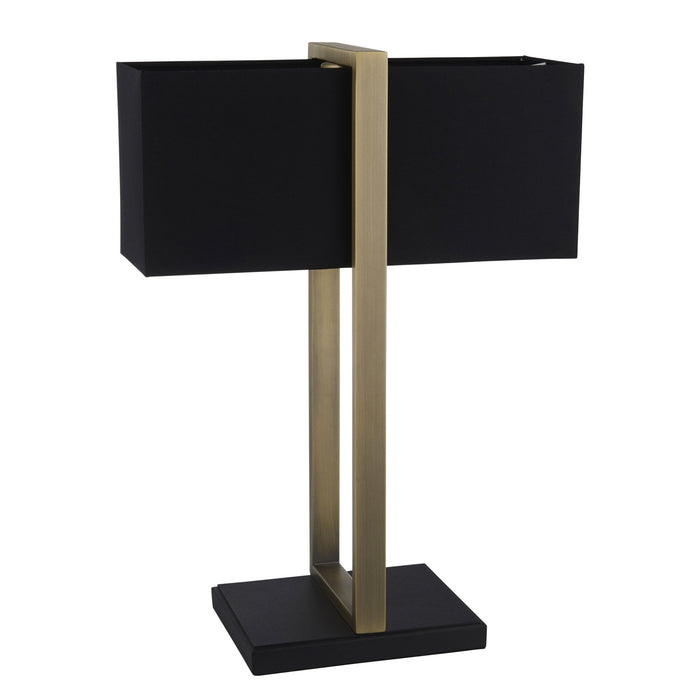 Endon 93061 1 Light Table Lamp Matt Antique Brass Plate & Black Fabric