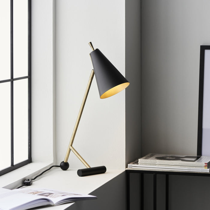 Endon 93064 1 Light Table Lamp Matt Antique Brass Plate & Matt Black