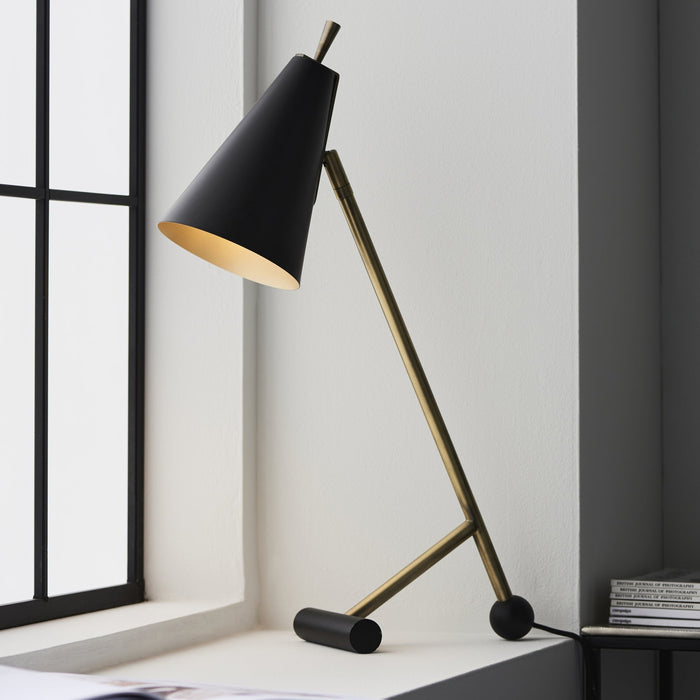 Endon 93064 1 Light Table Lamp Matt Antique Brass Plate & Matt Black