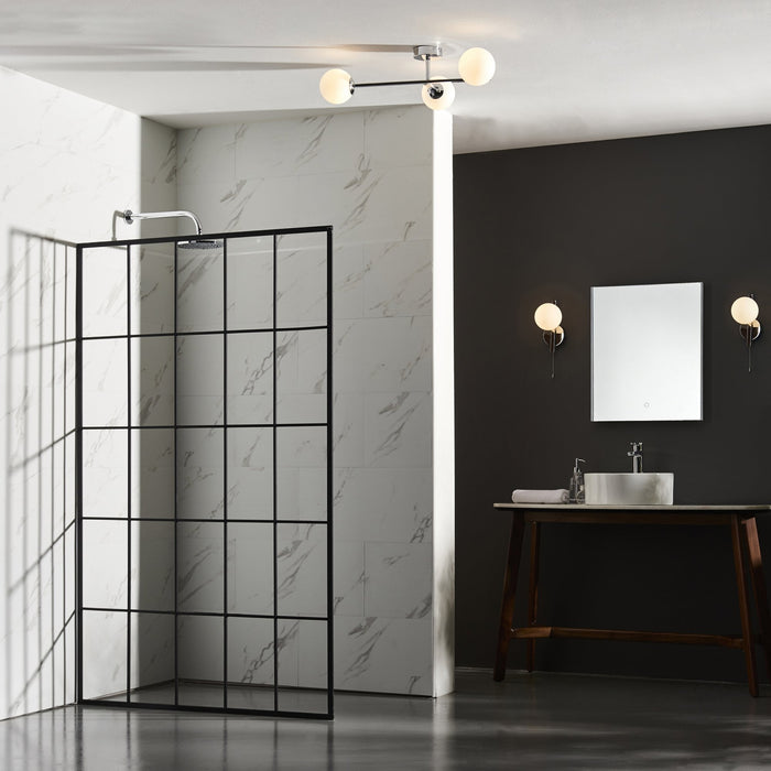 Endon 93904 Bathroom 3 Light Semi Flush Ceiling Light Chrome Plate & Matt Opal Glass