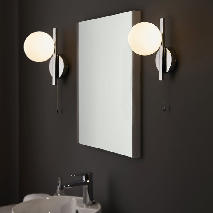Nelson Lighting NL944080 Bathroom 1 Light Wall Light Chrome Plate & Matt Opal Glass