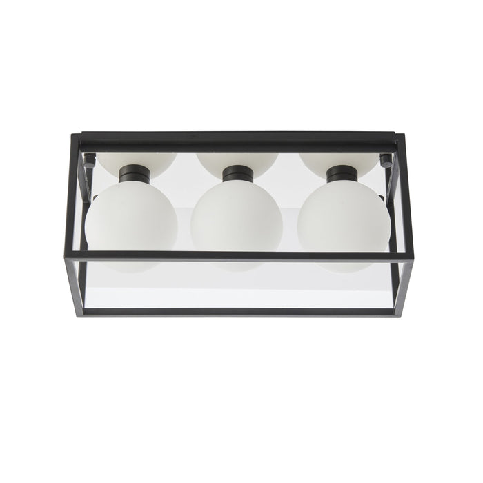 Endon 95051 Bathroom 3 Light Semi Flush Ceiling Light Matt Black & Matt Opal Glass