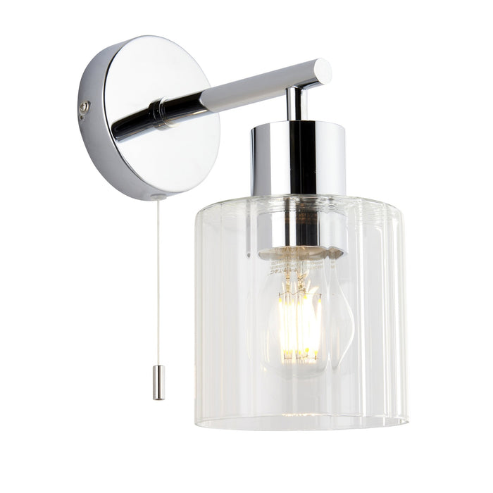 Endon 95510 Bathroom 1 Light Wall Light Chrome Plate & Clear Ribbed Glass
