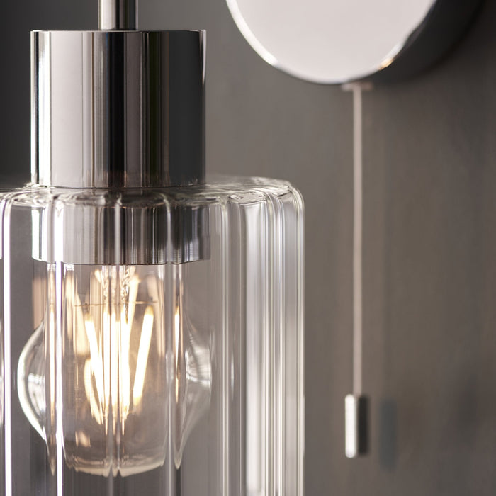 Endon 95510 Bathroom 1 Light Wall Light Chrome Plate & Clear Ribbed Glass
