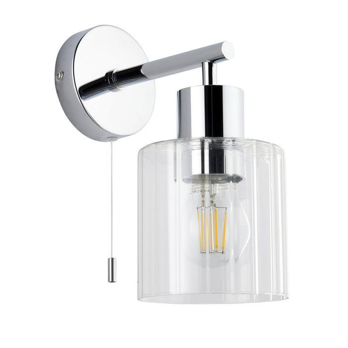 Endon 95510 Bathroom 1 Light Wall Light Chrome Plate & Clear Ribbed Glass