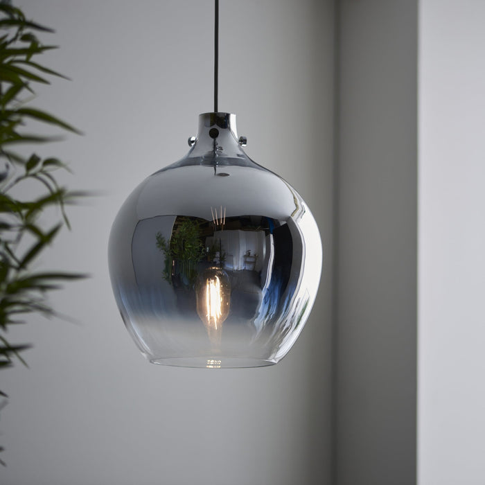 Endon 96442 1 Light Pendant Chrome Ombre Glass & Chrome Plate