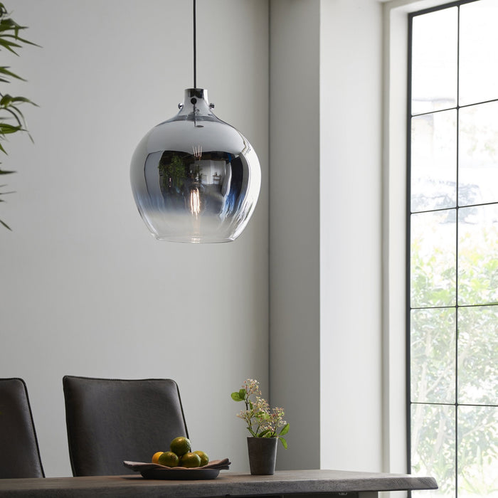 Endon 96442 1 Light Pendant Chrome Ombre Glass & Chrome Plate