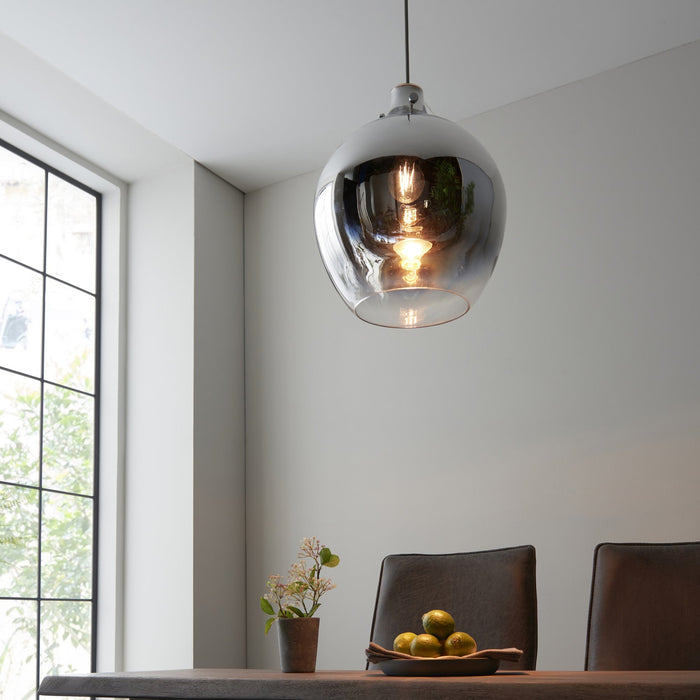 Endon 96442 1 Light Pendant Chrome Ombre Glass & Chrome Plate