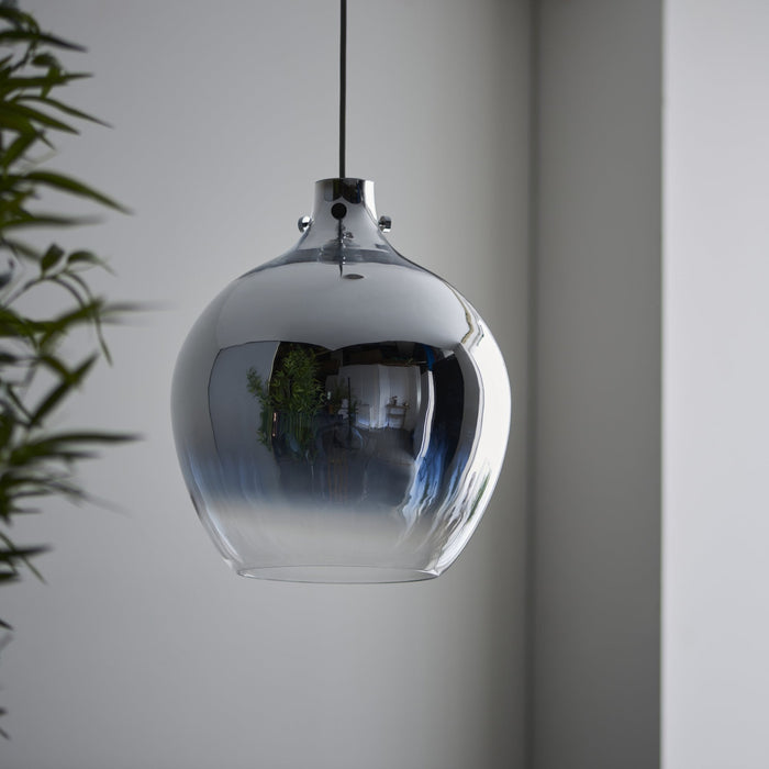 Endon 96442 1 Light Pendant Chrome Ombre Glass & Chrome Plate