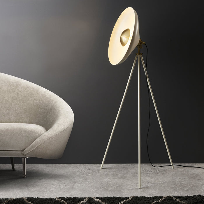 Endon 96563 1 Light Floor Lamp Warm White & Brushed Brass Plate