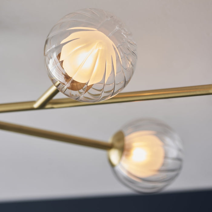 Endon 96689 6 Light Semi Flush Ceiling Light Satin Brass Plate & Clear/frosted Glass