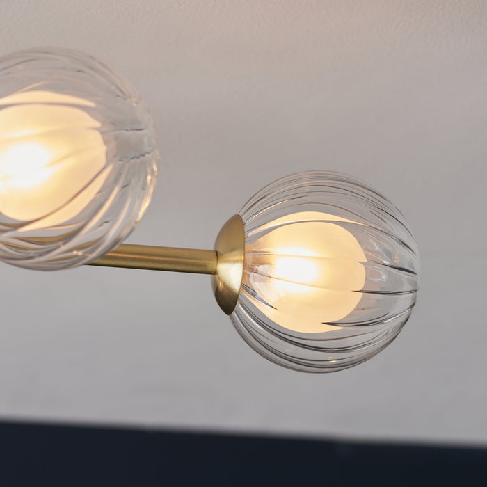 Endon 96689 6 Light Semi Flush Ceiling Light Satin Brass Plate & Clear/frosted Glass