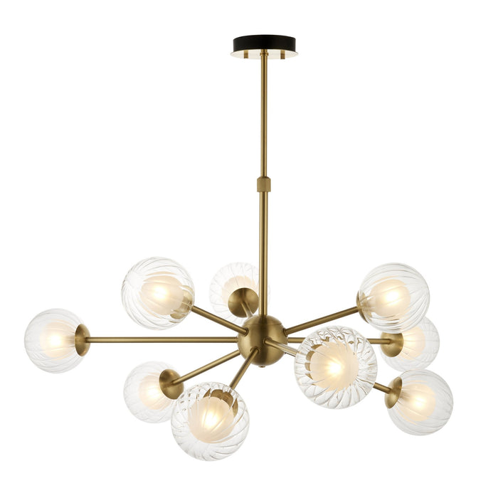 Endon 96690 9 Light Pendant Satin Brass Plate & Clear/frosted Glass