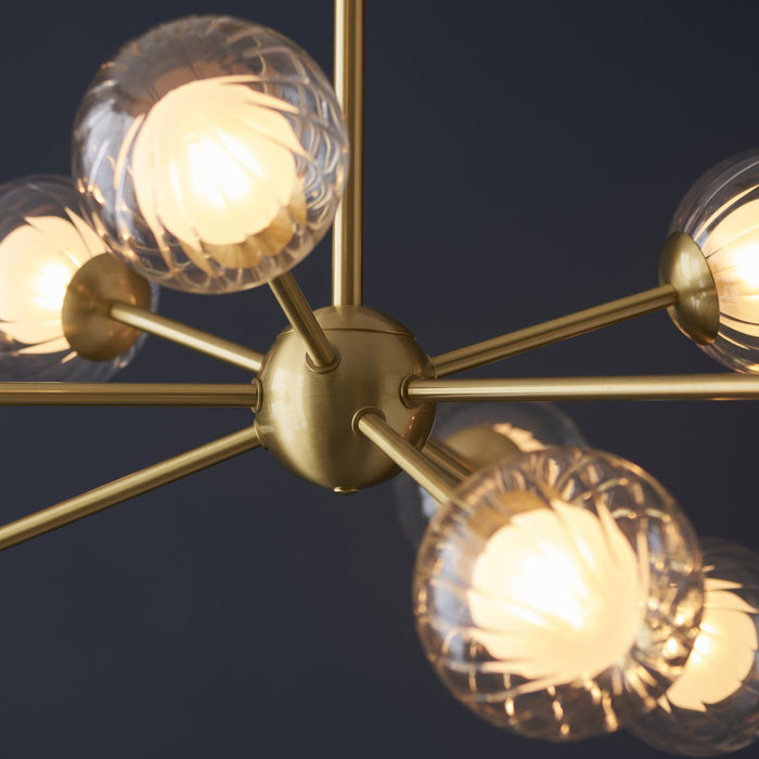 Endon 96690 9 Light Pendant Satin Brass Plate & Clear/frosted Glass