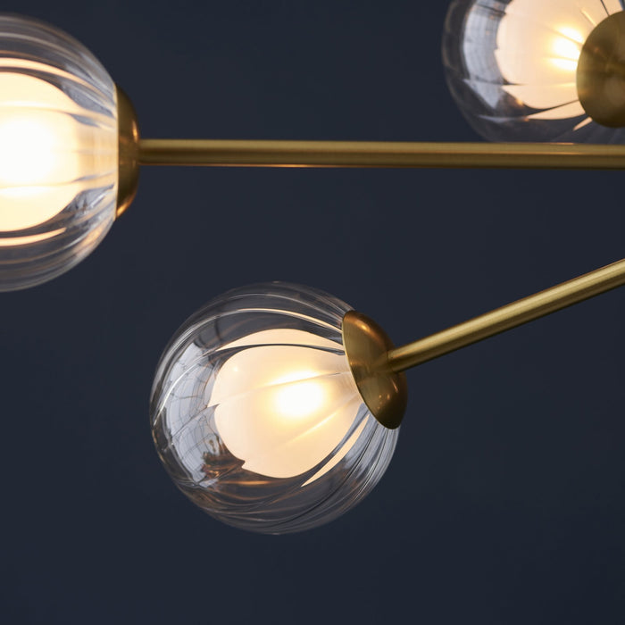 Endon 96690 9 Light Pendant Satin Brass Plate & Clear/frosted Glass
