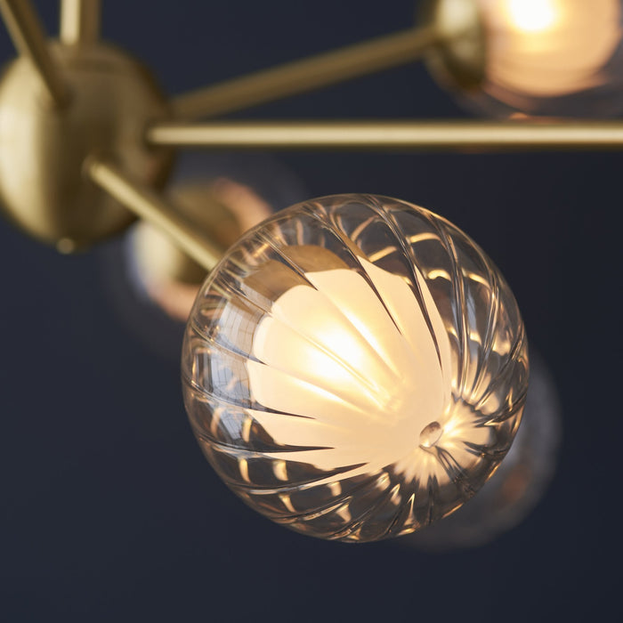 Endon 96690 9 Light Pendant Satin Brass Plate & Clear/frosted Glass