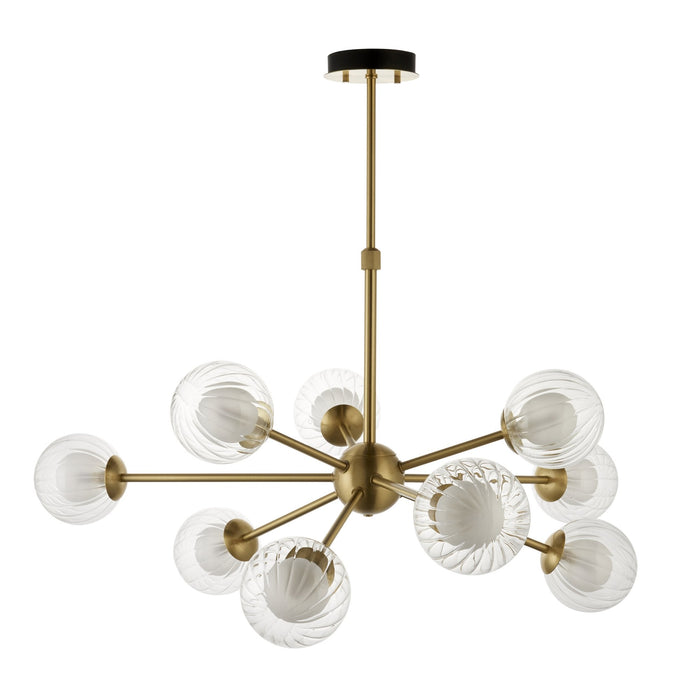 Endon 96690 9 Light Pendant Satin Brass Plate & Clear/frosted Glass