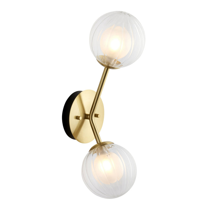 Endon 96691 2 Light Wall Light Satin Brass Plate & Clear/frosted Glass