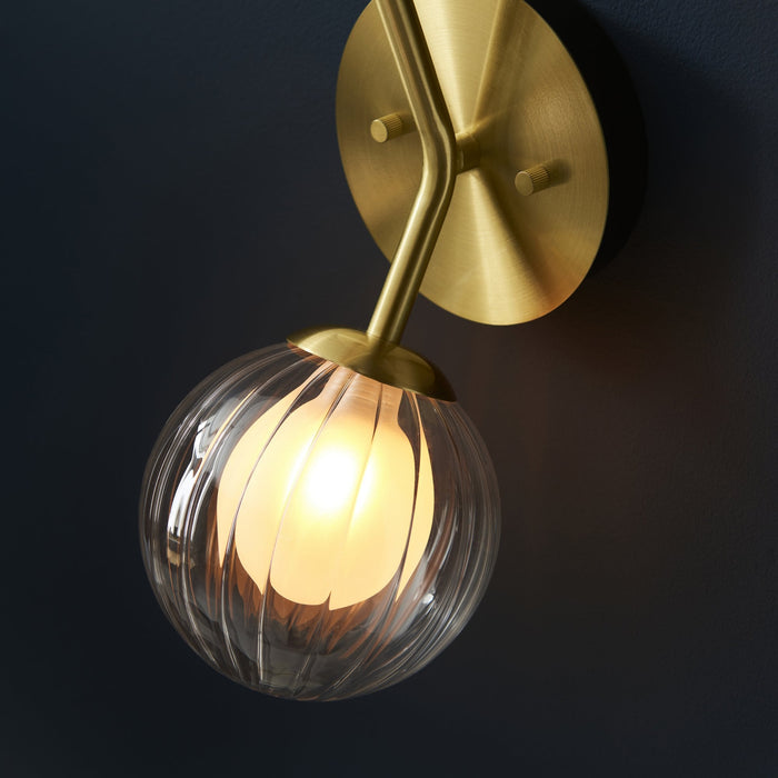 Endon 96691 2 Light Wall Light Satin Brass Plate & Clear/frosted Glass