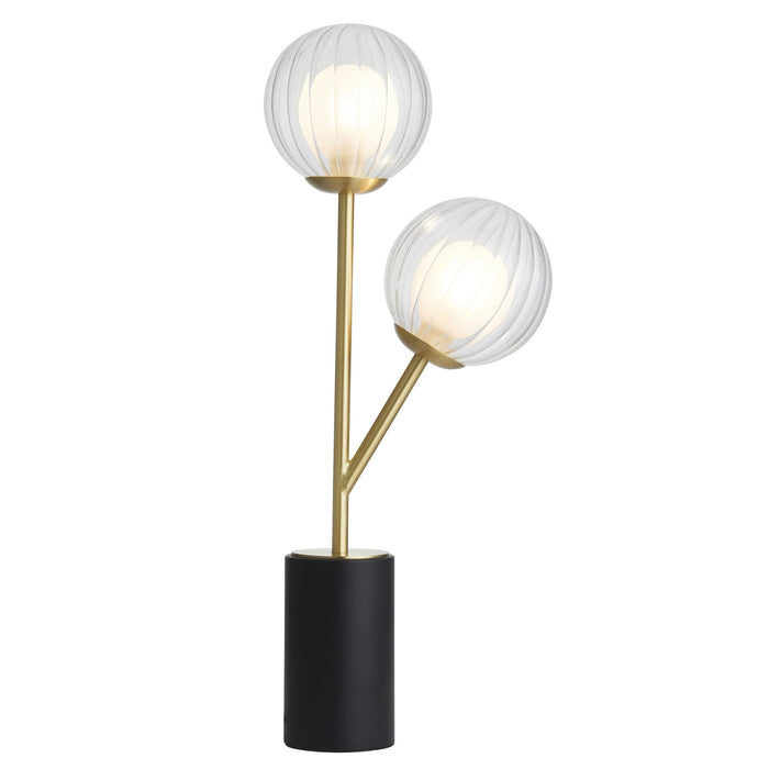 Endon 96692 2 Light Table Lamp Satin Brass Plate & Clear/frosted Glass
