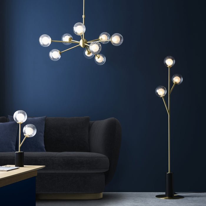Endon 96692 2 Light Table Lamp Satin Brass Plate & Clear/frosted Glass