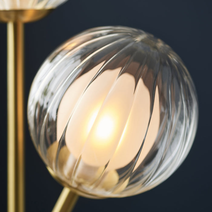Endon 96692 2 Light Table Lamp Satin Brass Plate & Clear/frosted Glass
