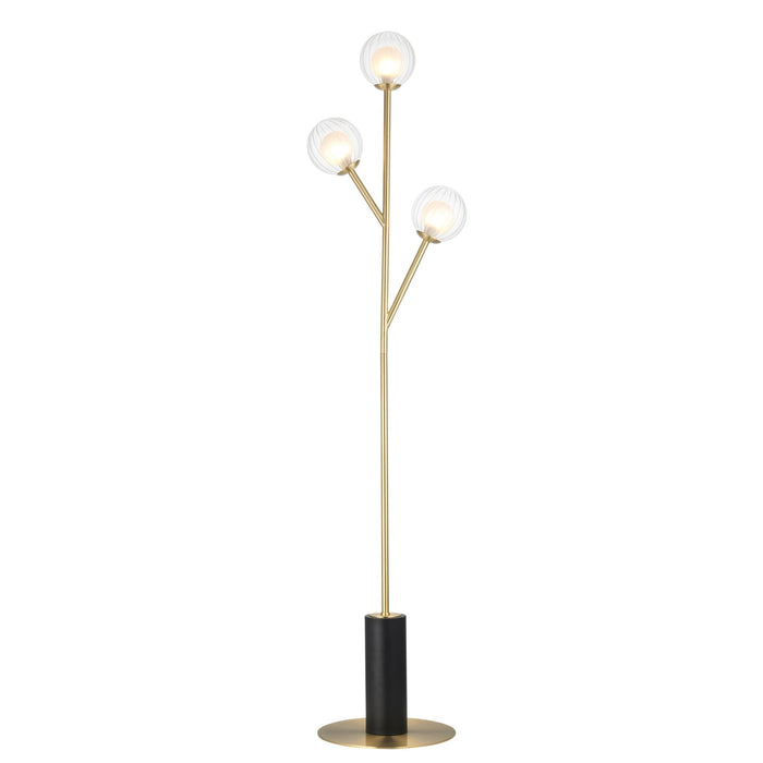 Endon 96693 3 Light Floor Lamp Satin Brass Plate & Clear/frosted Glass