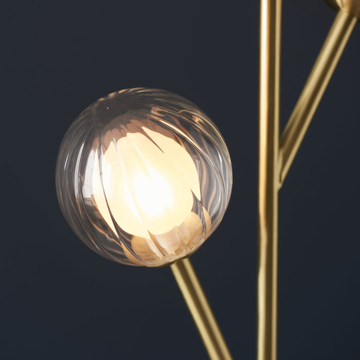 Endon 96693 3 Light Floor Lamp Satin Brass Plate & Clear/frosted Glass