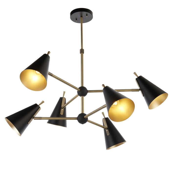 Endon 96702 6 Light Pendant Matt Antique Brass Plate & Matt Black