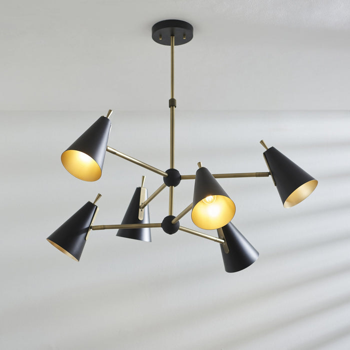 Endon 96702 6 Light Pendant Matt Antique Brass Plate & Matt Black