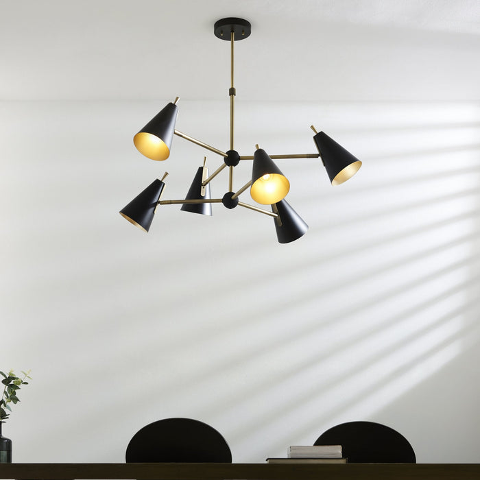 Endon 96702 6 Light Pendant Matt Antique Brass Plate & Matt Black
