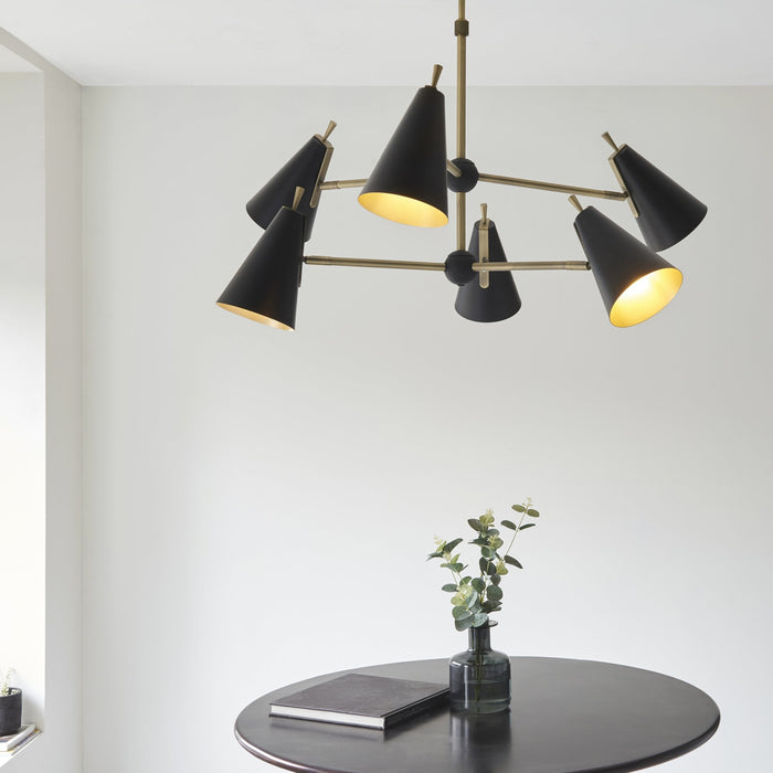 Endon 96702 6 Light Pendant Matt Antique Brass Plate & Matt Black