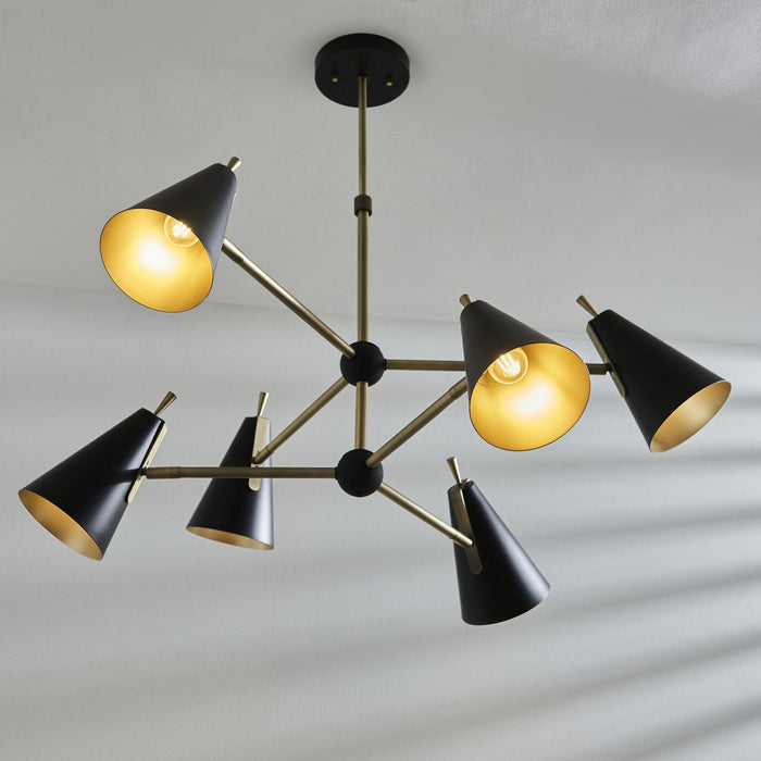 Endon 96702 6 Light Pendant Matt Antique Brass Plate & Matt Black