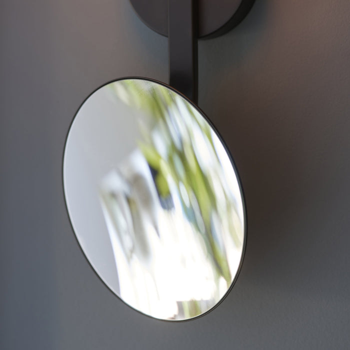 Endon 96729 Bathroom 1 Light Wall Light Matt Black, Mirrored Glass With Opal Glass