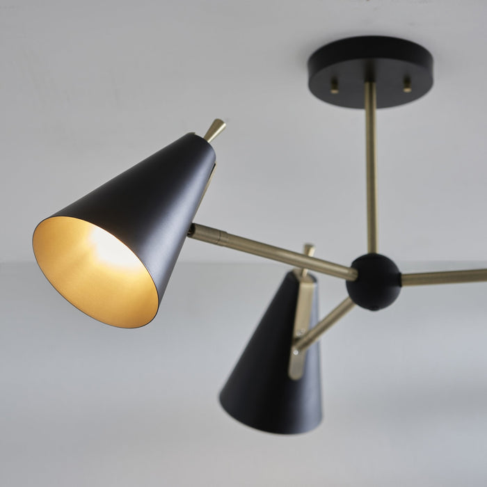 Endon 96746 3 Light Semi Flush Ceiling Light Matt Antique Brass Plate & Matt Black