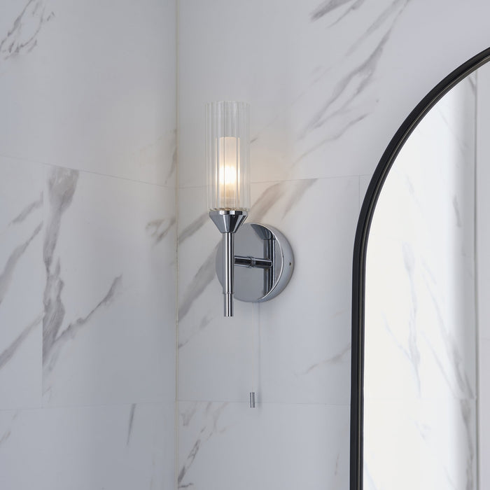 Endon 97171 Bathroom 1 Light Wall Light Chrome Plate & Clear/frosted Ribbed Glass