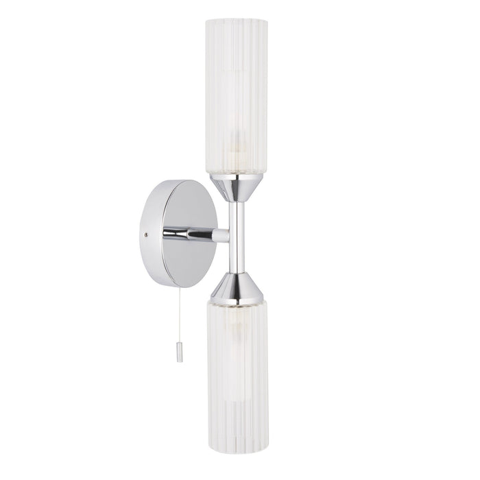 Endon 97172 Bathroom 2 Light Wall Light Chrome Plate & Clear/frosted Ribbed Glass