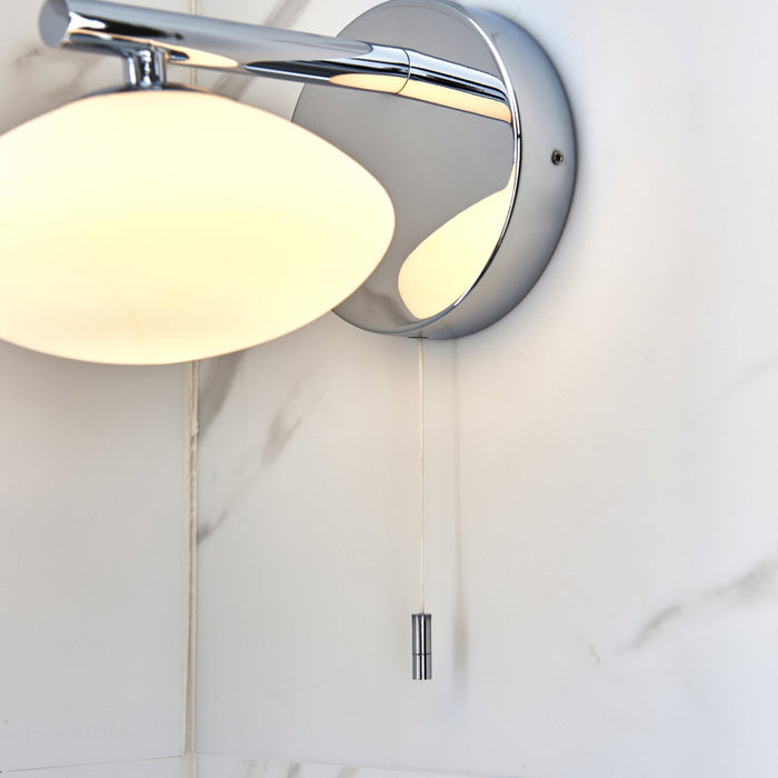 Nelson Lighting NL947181 Bathroom 1 Light Wall Light Chrome Plate & Opal Glass