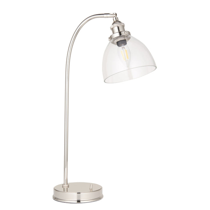 Nelson Lighting NL947590 1 Light Table Lamp Bright Nickel Plate & Clear Glass