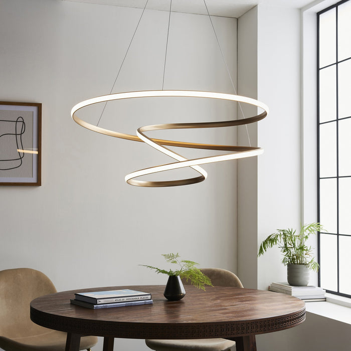 Endon 97639 1 Light LED Pendant Satin Gold Paint & White Silicone