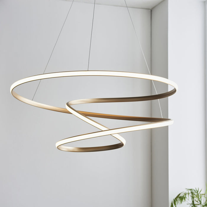 Endon 97639 1 Light LED Pendant Satin Gold Paint & White Silicone